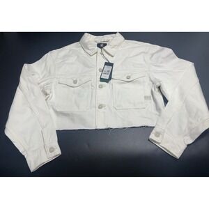 G Star RAW Cropped Wander Jacket Womens LT CHALK Light White Denim Destroyed Med